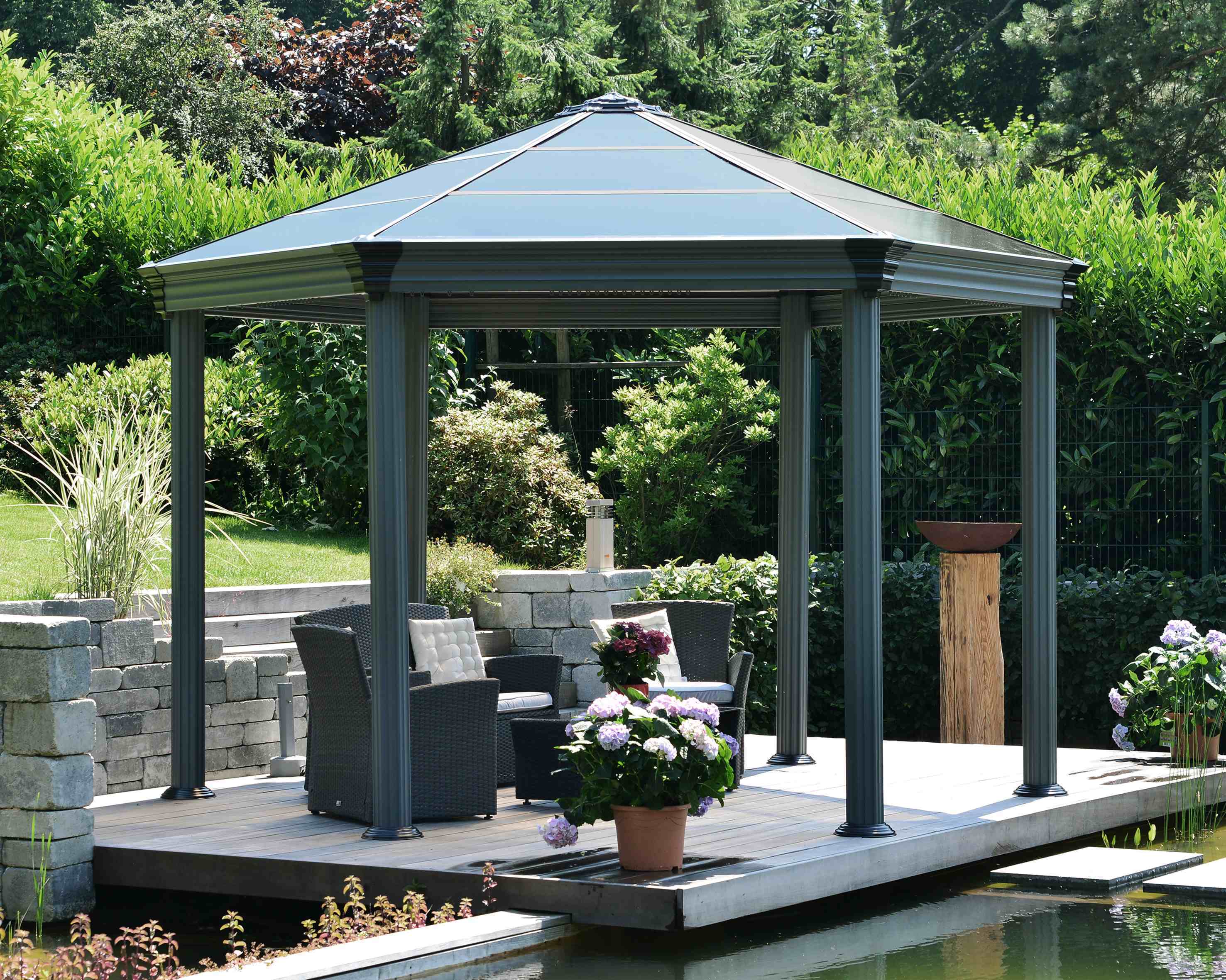 Roma Hexagonal Aluminium Grey Gazebo & Pergola - Canopia by Palram