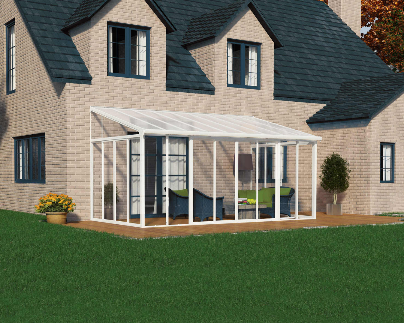 SanRemo 3m x 5.46m White Aluminium Patio Cover & Sun Room