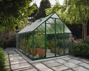 Balance Aluminium 8 x 12 ft Polycarbonate Greenhouse in Green - Canopia by Palram