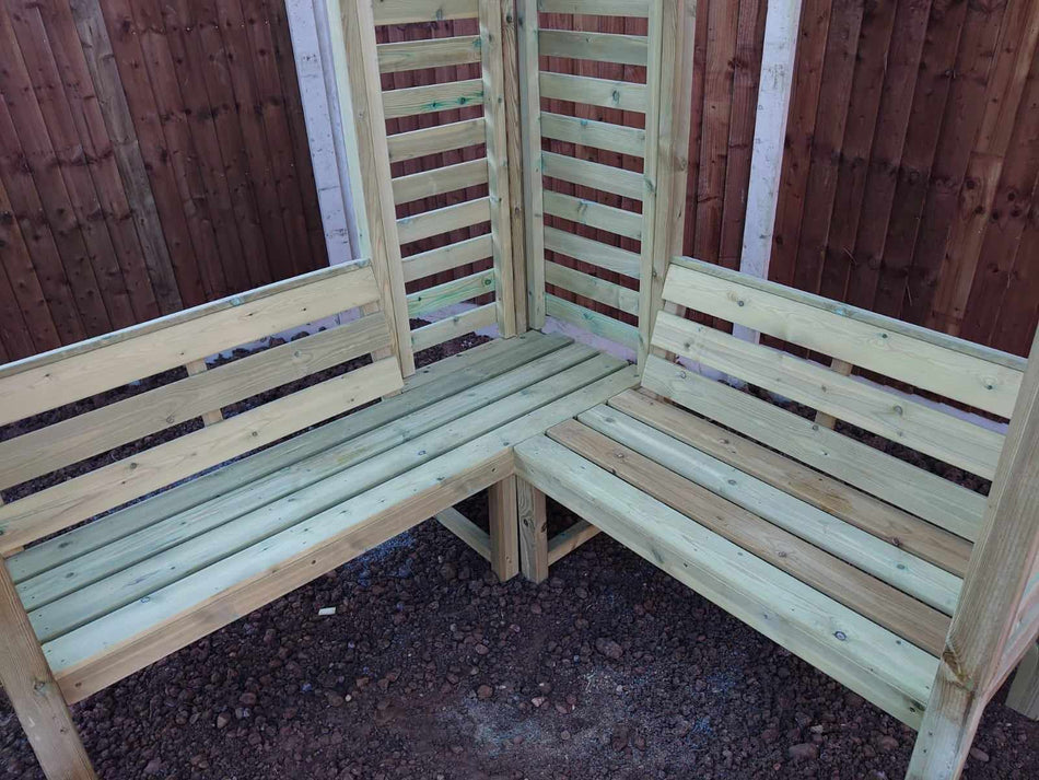 Villamoura Chunky Wooden Corner Garden Arbour - Churnet Valley