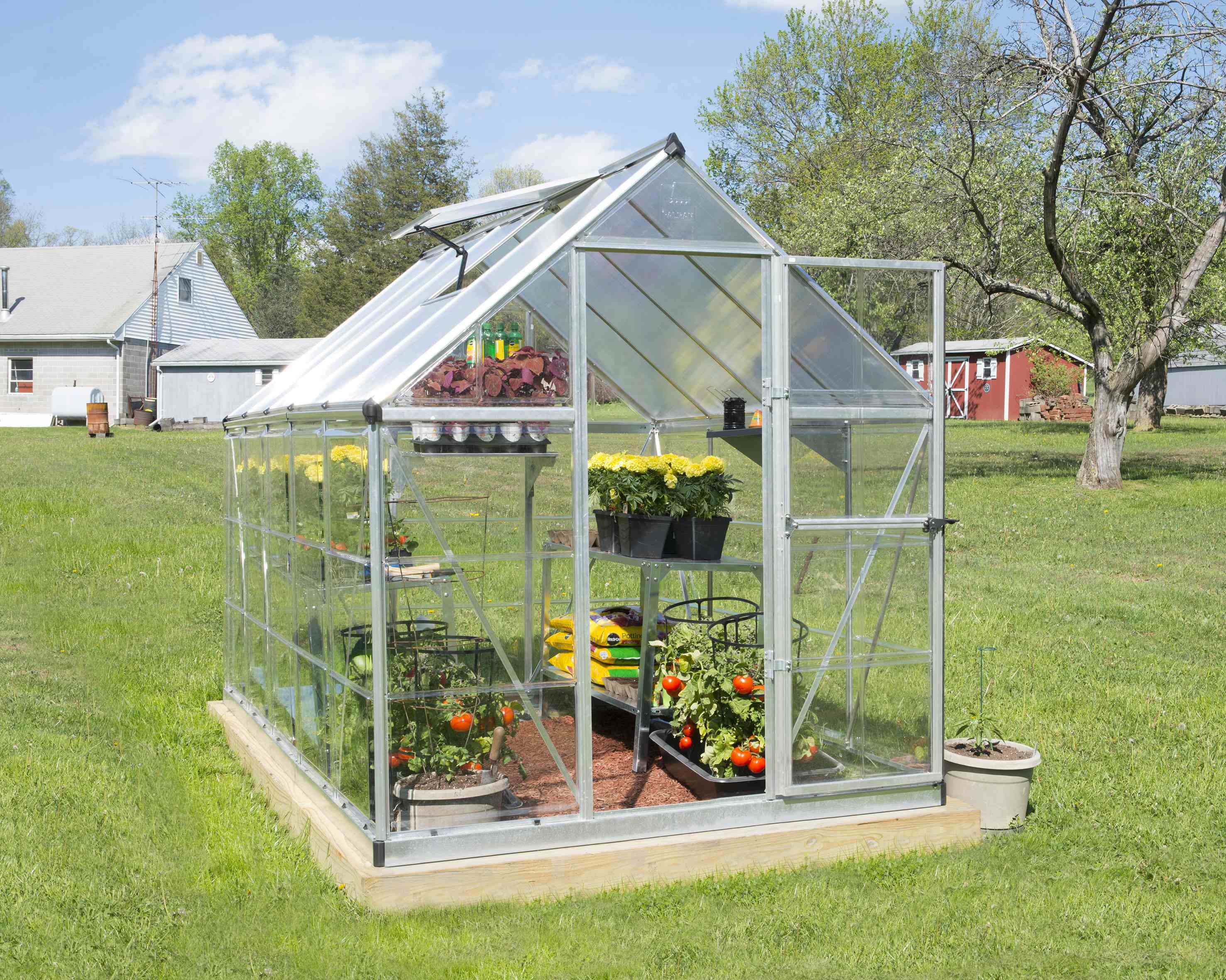 Hybrid Aluminium Frame 6ft x 10ft Silver Polycarbonate Greenhouse - Canopia by Palram