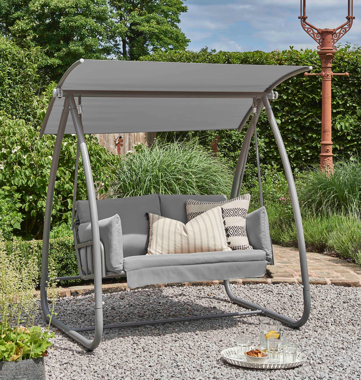 Norfolk Leisure Newmarket Aluminium 2 Seater Garden Swing - Grey