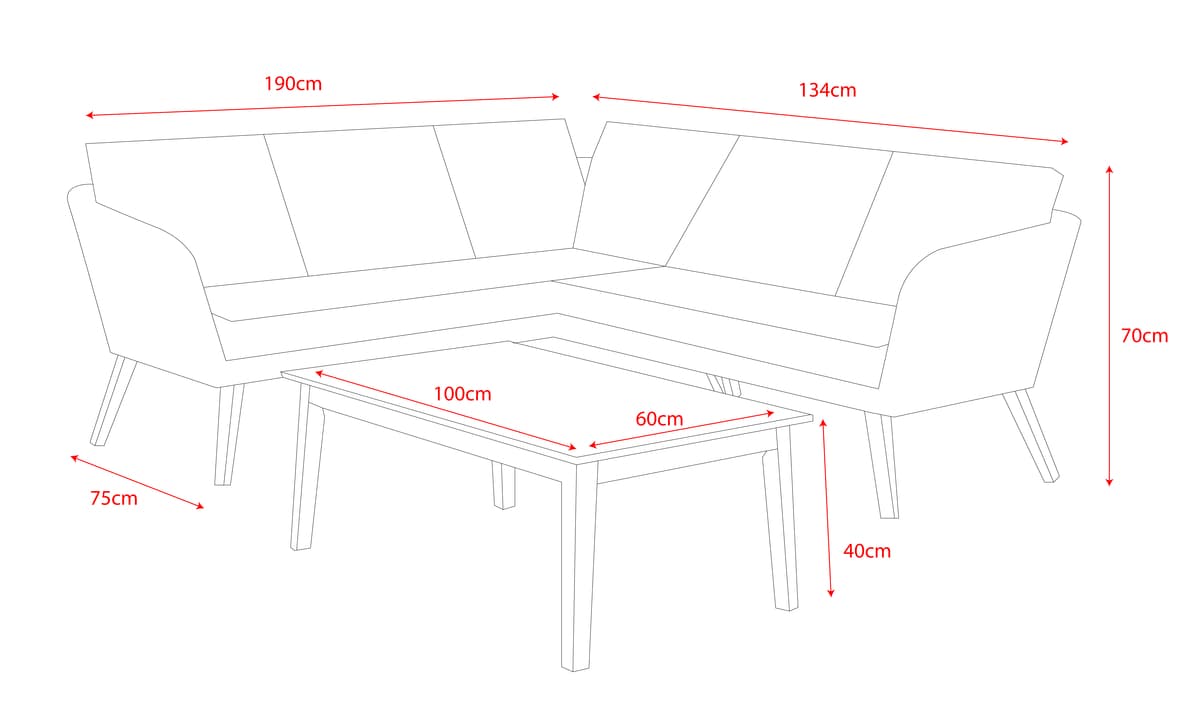 Chedworth Garden Mini Corner Lounge Set with Table & Grey Cushions