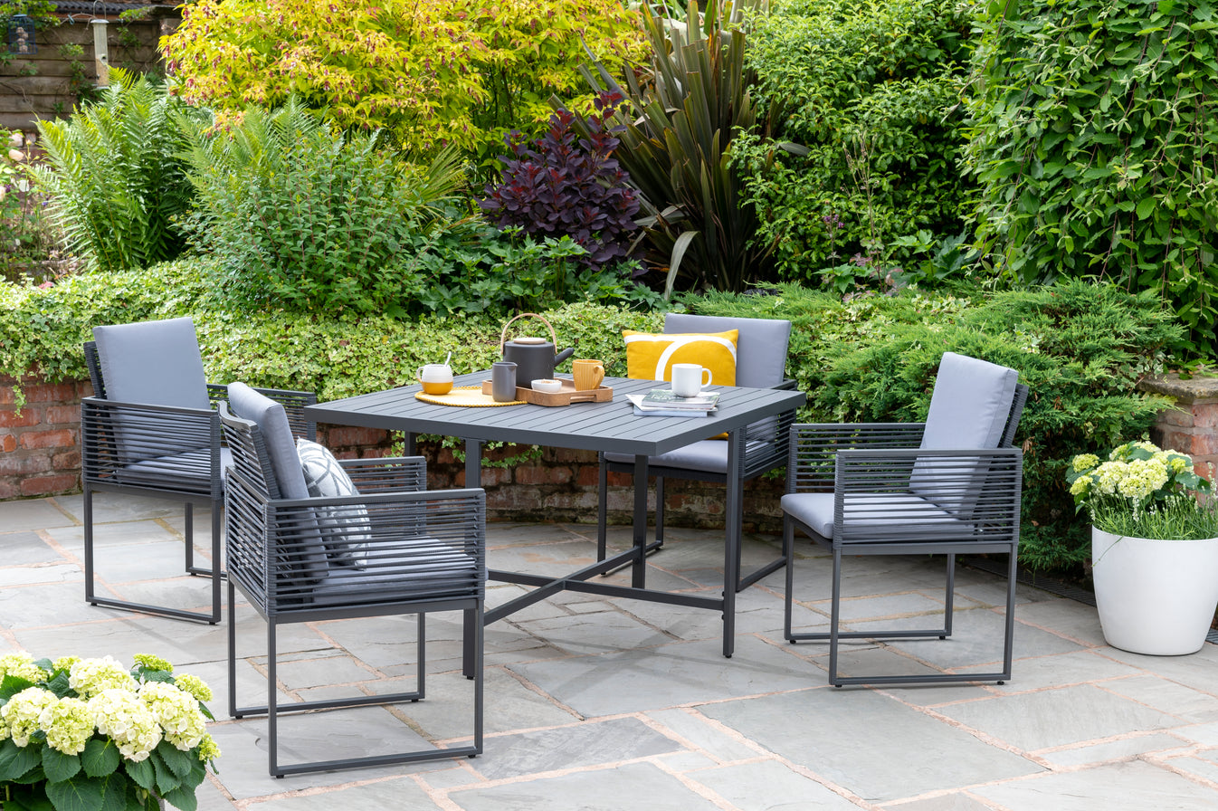 Sheringham Alu Rope 4 Seater Cube Dining Set
