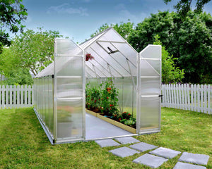 Essence Aluminium Frame 8ft x 16ft Polycarbonate Silver Greenhouse Kit - Canopia by Palram