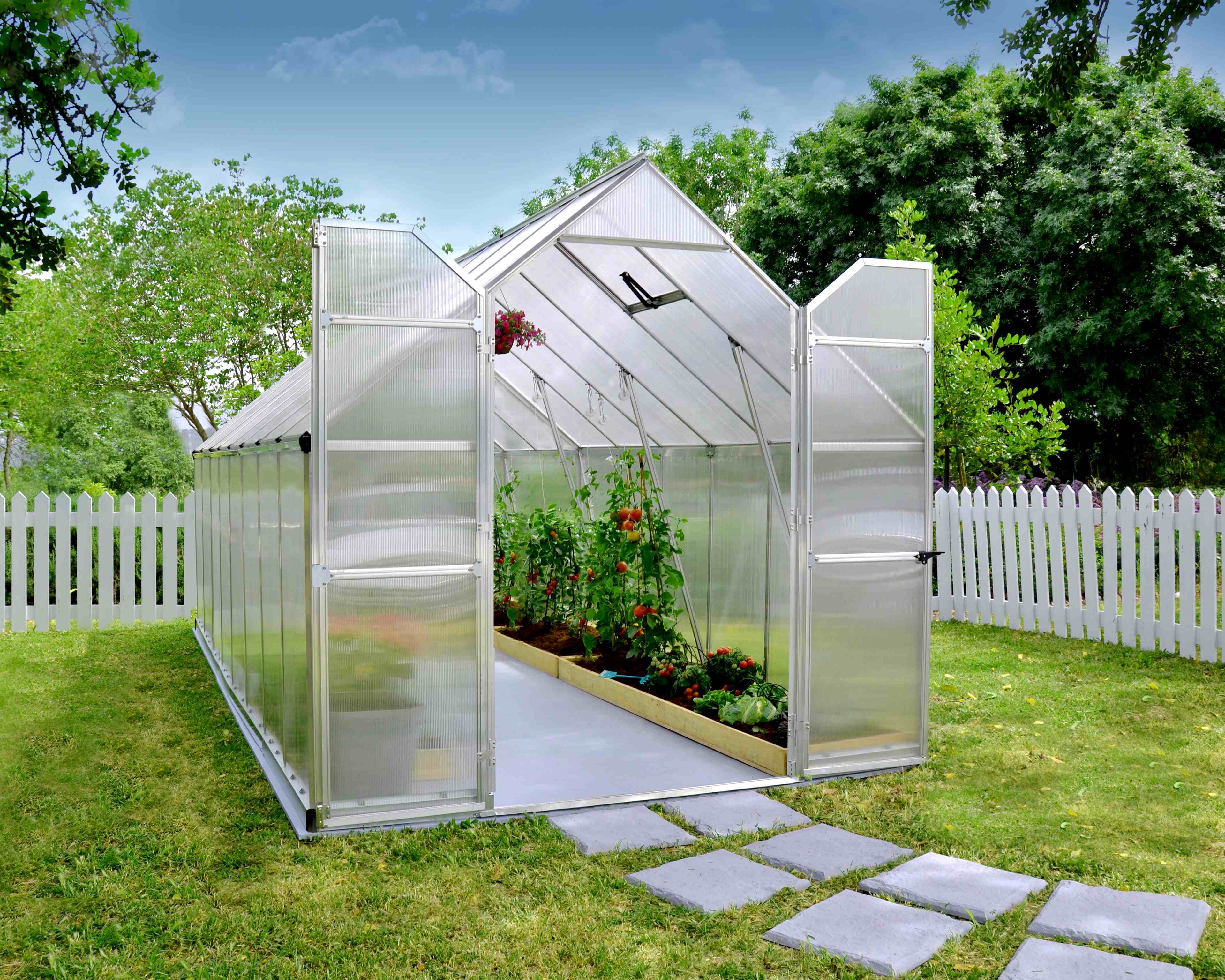 Essence Aluminium Frame 8ft x 16ft Polycarbonate Silver Greenhouse Kit - Canopia by Palram