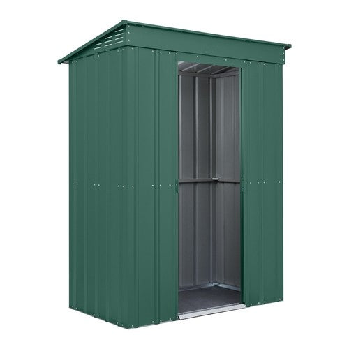 Globel 5x3ft Pent Metal Garden Shed - Green