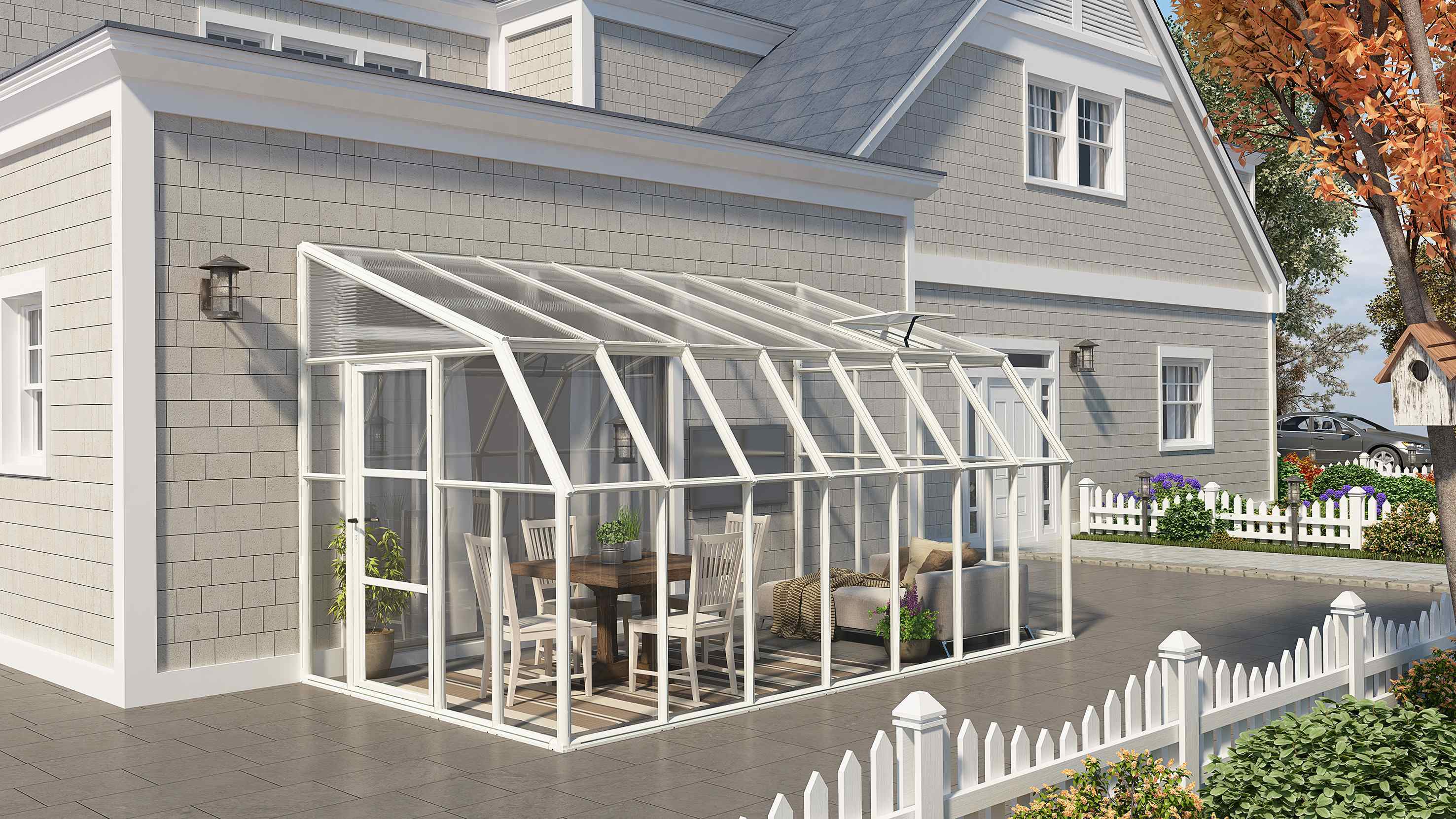 Rion 8ft x 14ft Sun Room & Patio Cover in White - Canopia by Palram