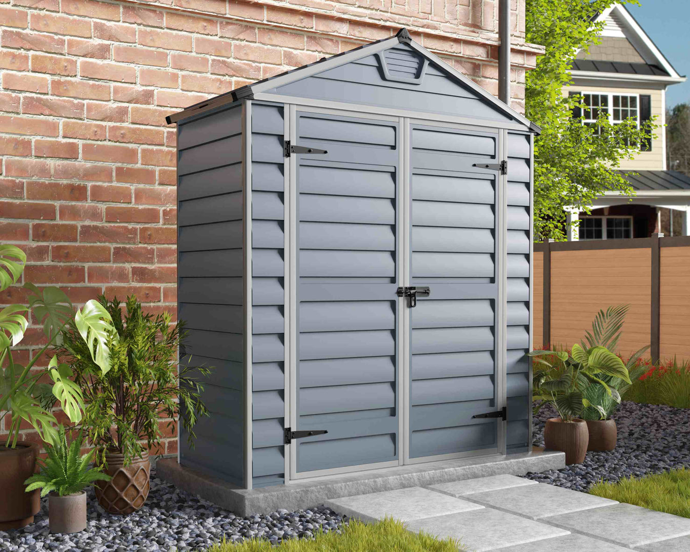 SkyLight Plastic 6x3 Dark Grey Apex Garden Shed