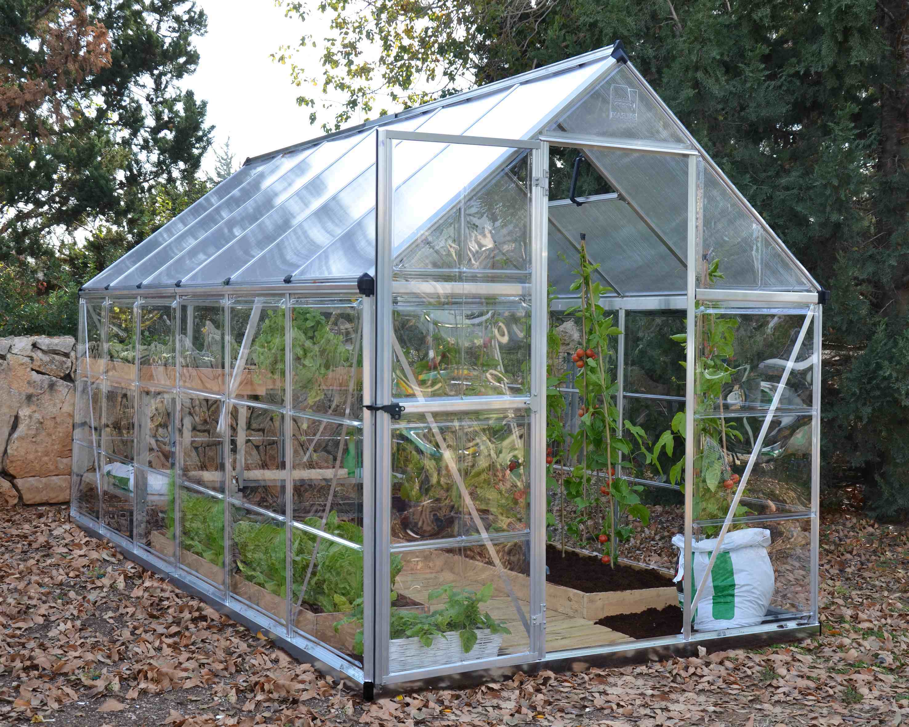 Hybrid Aluminium Frame 6ft x 12ft Silver Polycarbonate Greenhouse - Canopia by Palram