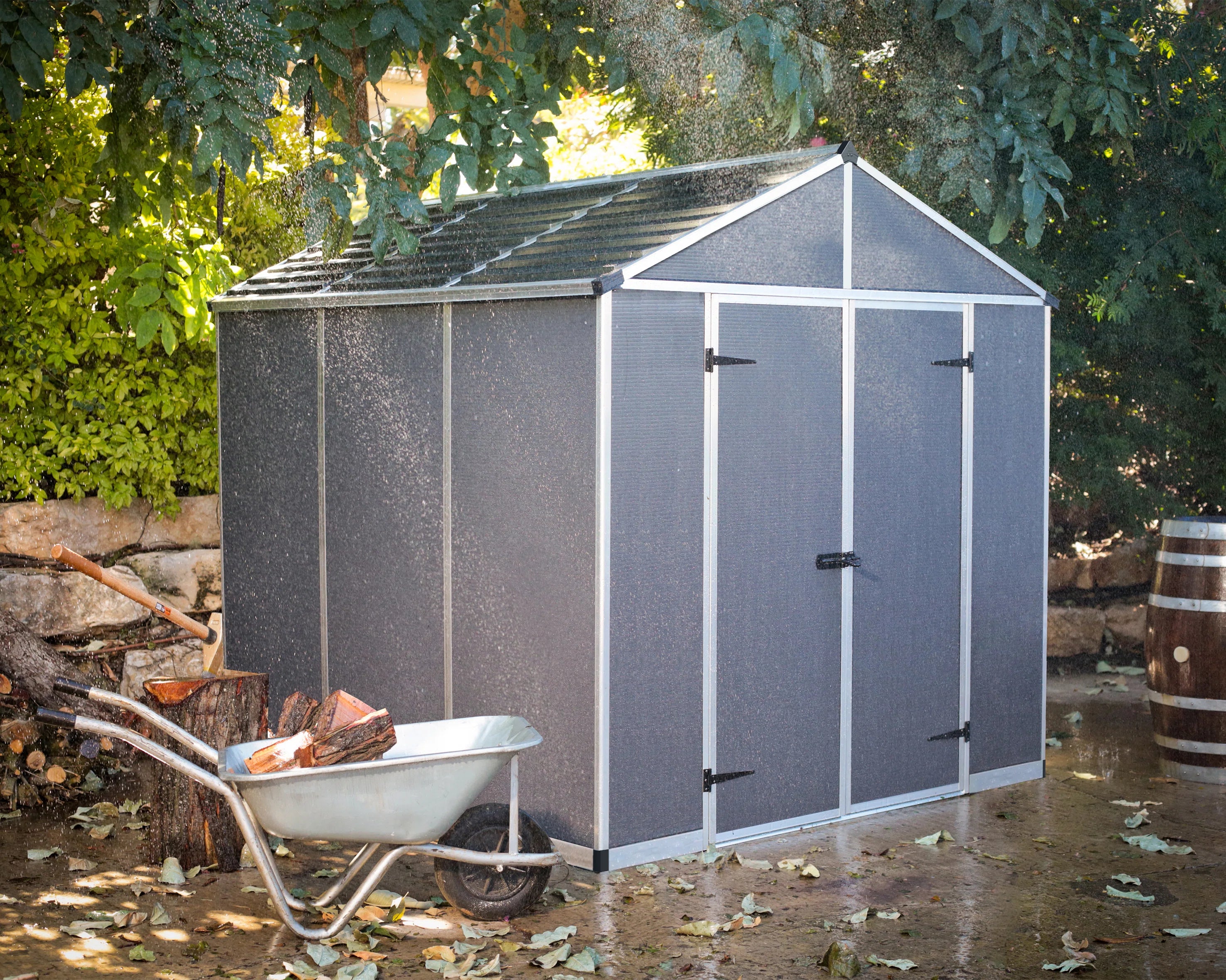 Polycarbonate 8x8 Dark Grey Rubicon Garden Shed with Aluminium Frame - Canopia by Palram