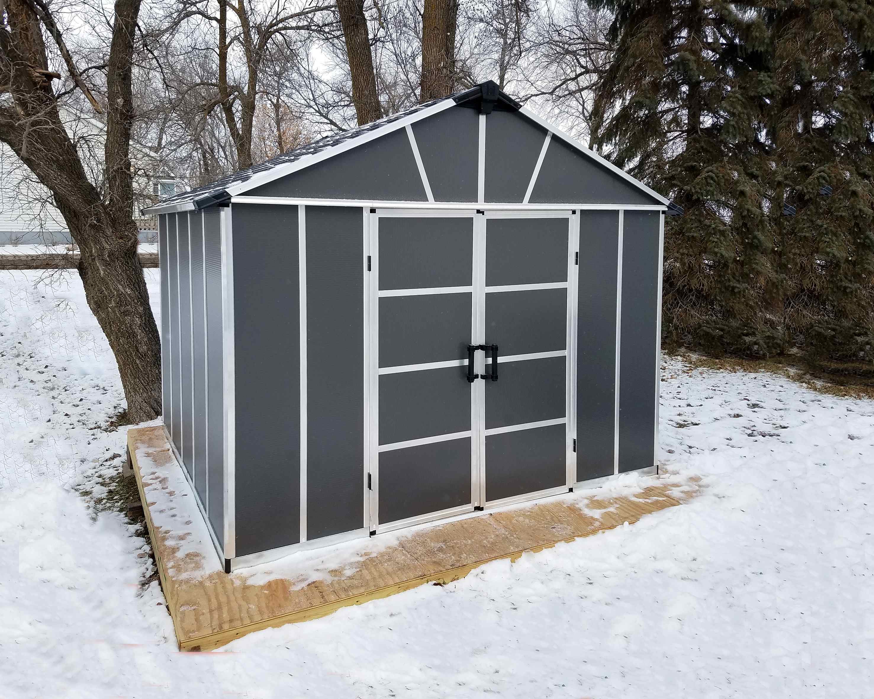 Yukon 11 x 9 Dark Grey Plastic Garden Apex Shed - Canopia by Palram