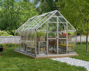 Octave Aluminium Frame 8ft x 12ft Silver Polycarbonate Greenhouse - Canopia by Palram