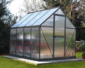 Mythos Aluminium Frame 6ft x 8ft Polycarbonate Greenhouse in Grey - Canopia by Palram