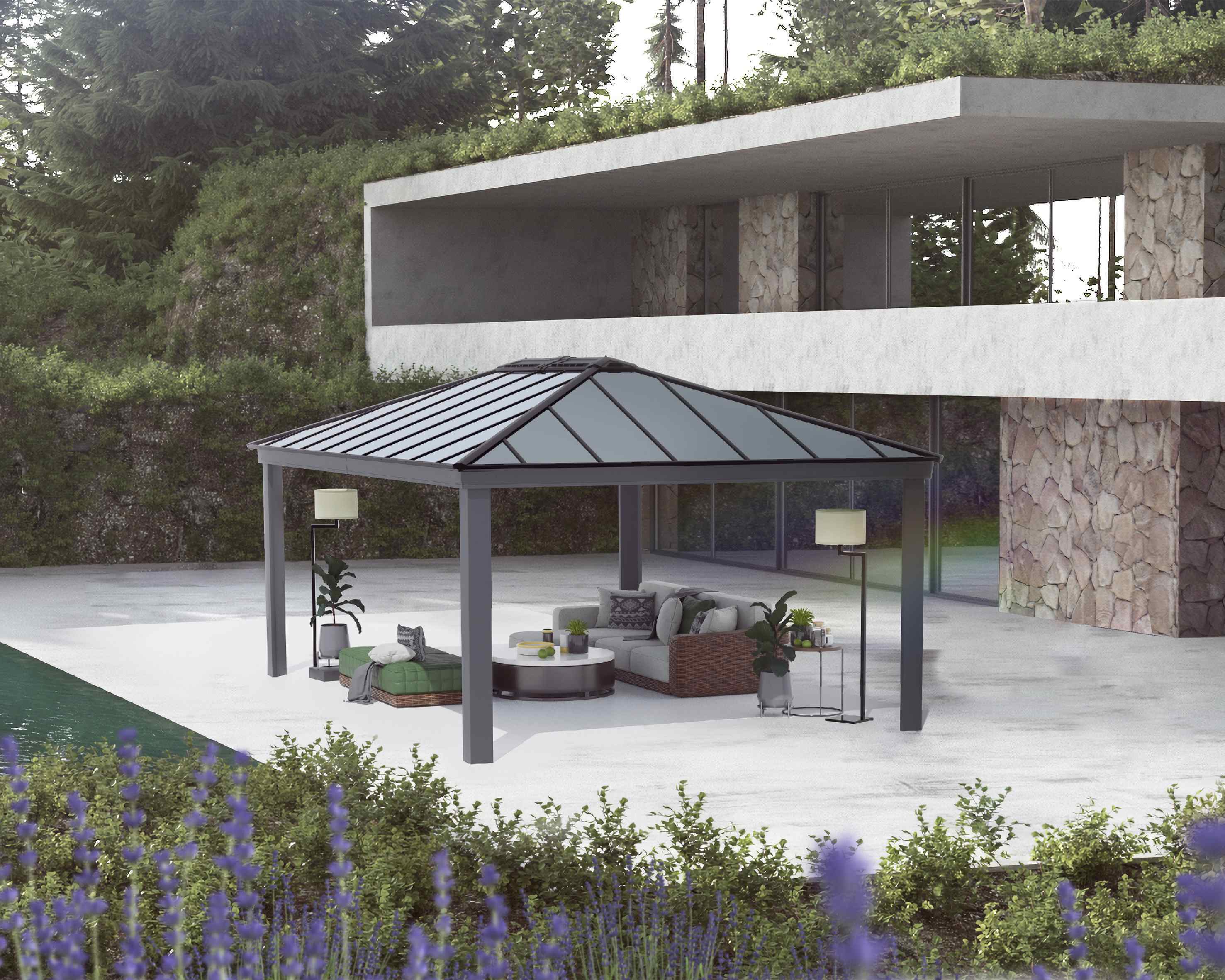 Dallas 14ft x 20ft Aluminium Grey Gazebo & Pergola Kit - Canopia by Palram