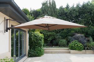 Norfolk Leisure Wall Mounted Cantilever Garden Parasol -  Taupe inc Cover