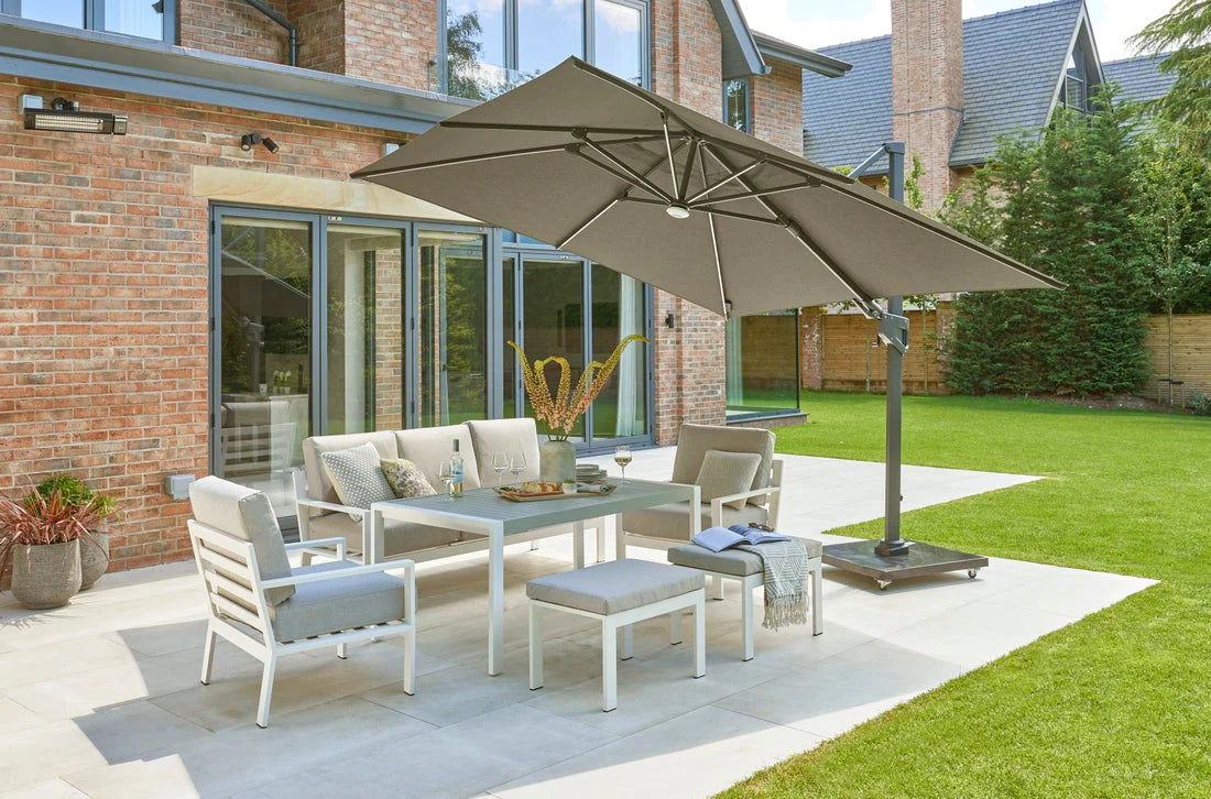 Royce Ambassador LED Novasun 3x3 Cantilever Parasol -  Soft Grey