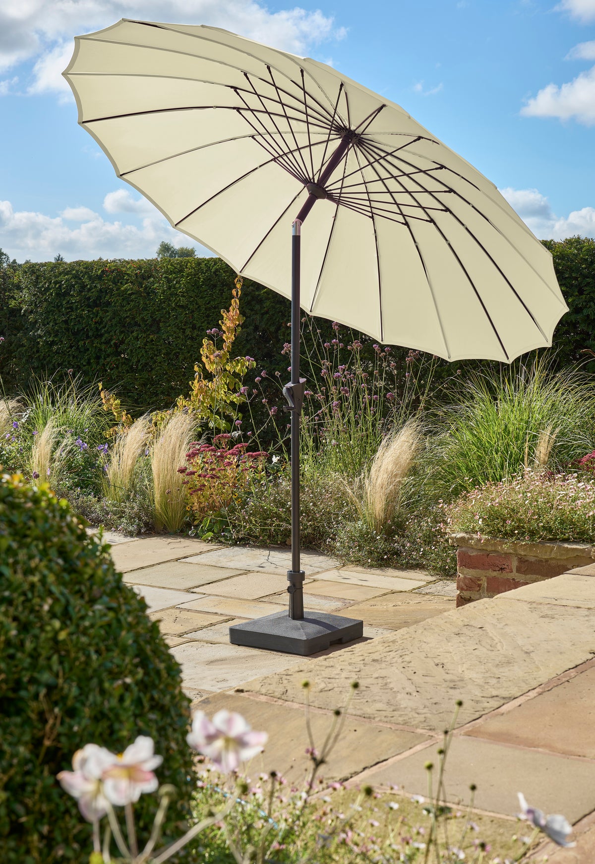 Royce Geisha Style 2.7m Taupe Parasol with Night Cover