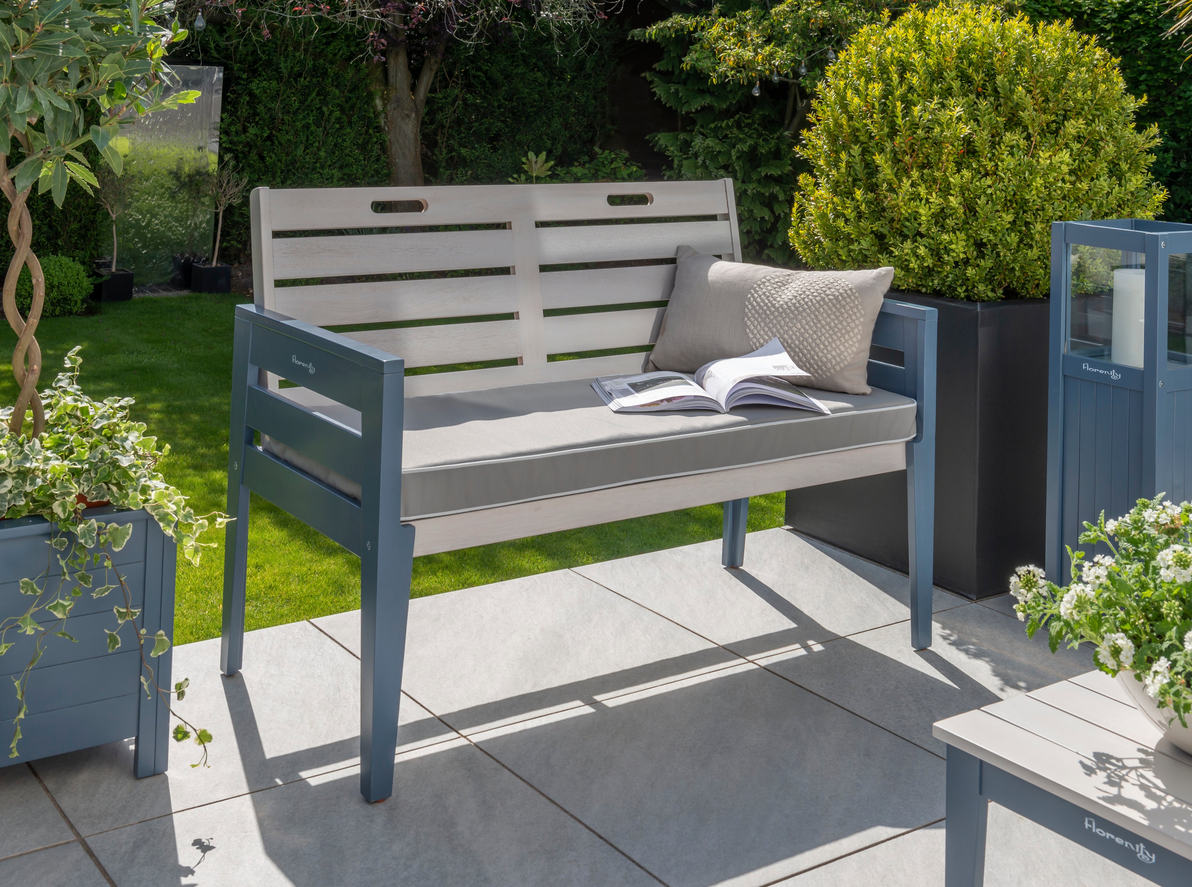 Galaxy Two Seater Wooden Garden Bench with Luxury Seat Pads