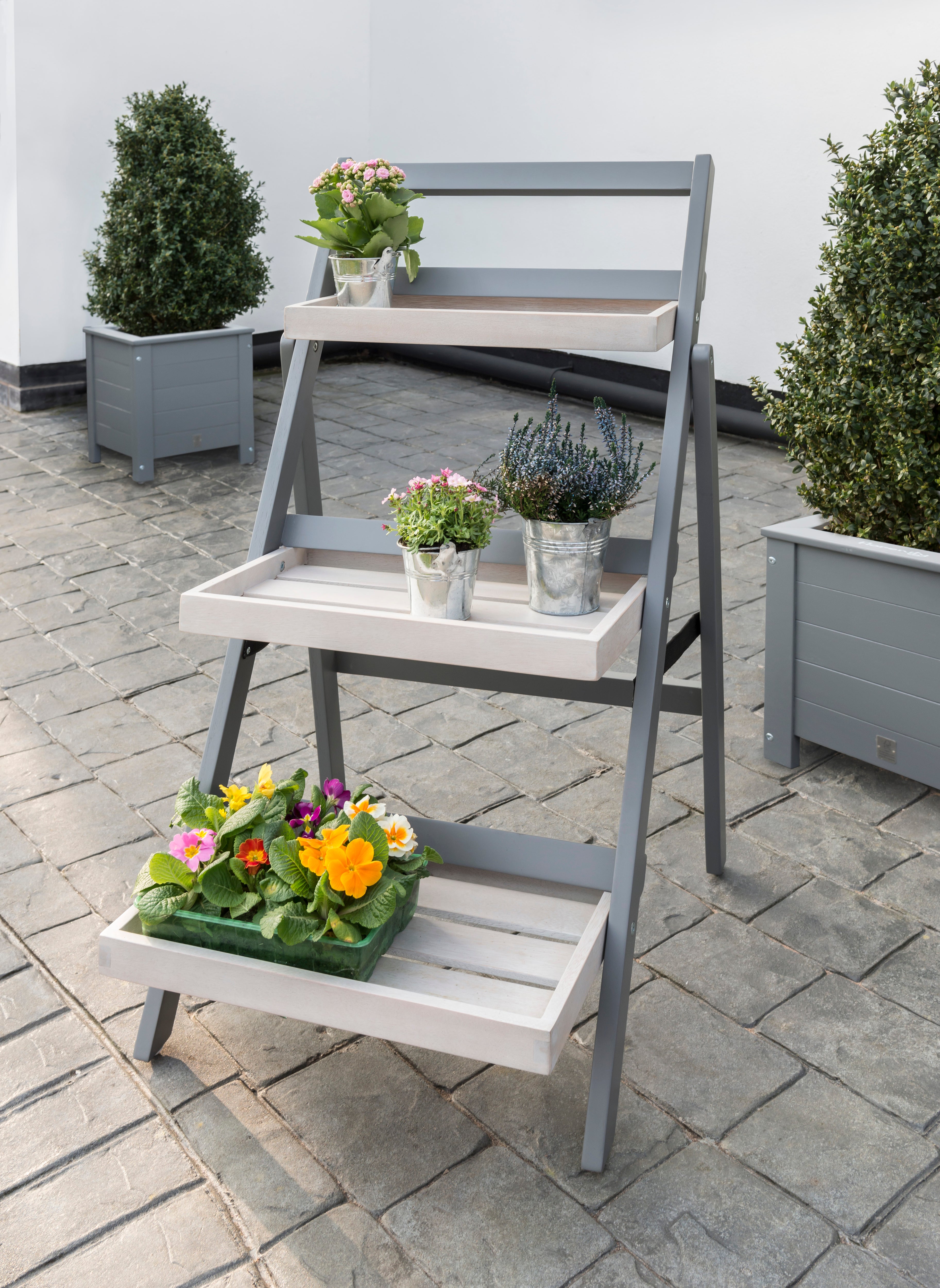 Norfolk Leisure Grigio Folding Wooden Pot Plant Shelf