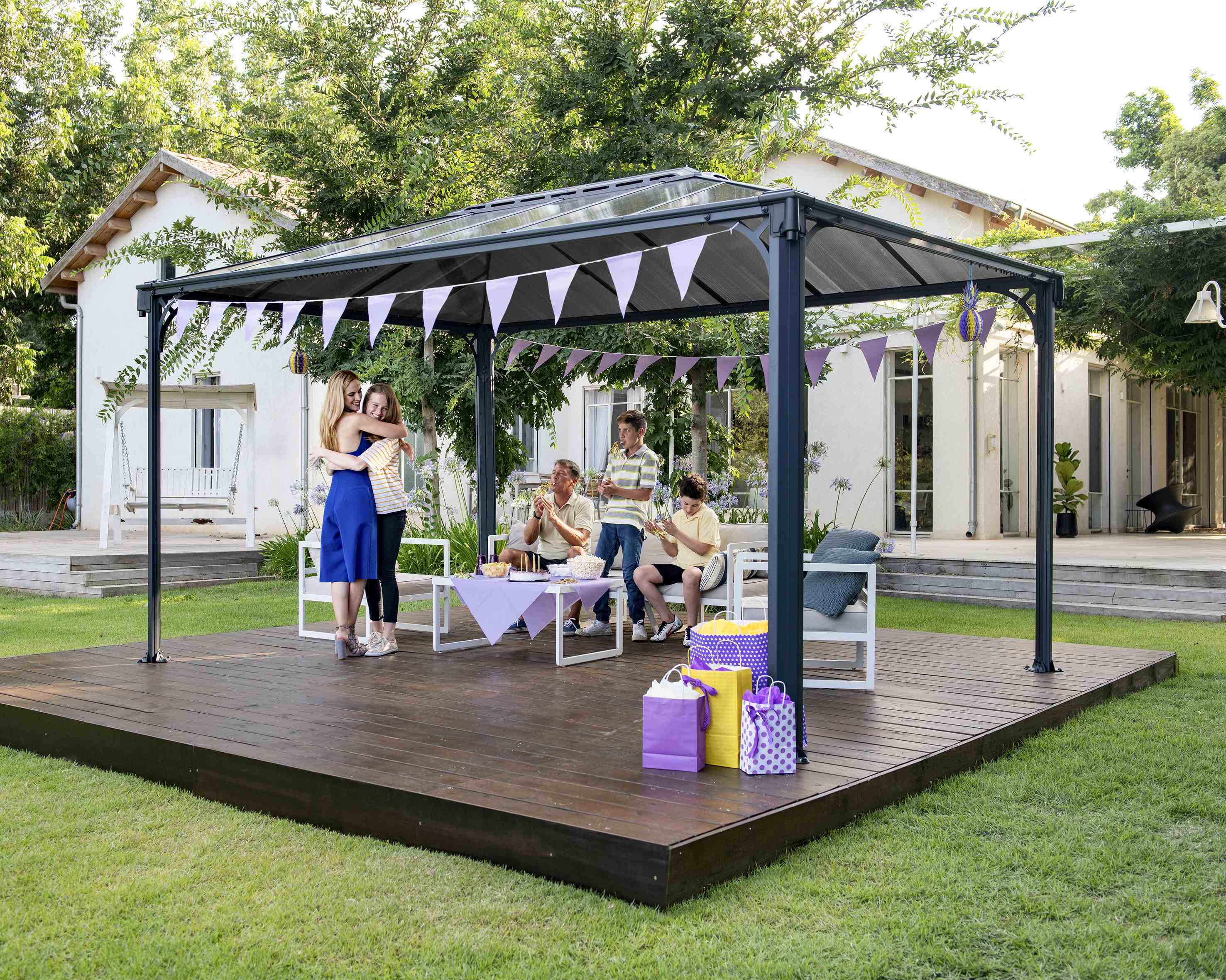 Martinique 4300 Rectangular Aluminium Grey Gazebo & Pergola - Canopia by Palram