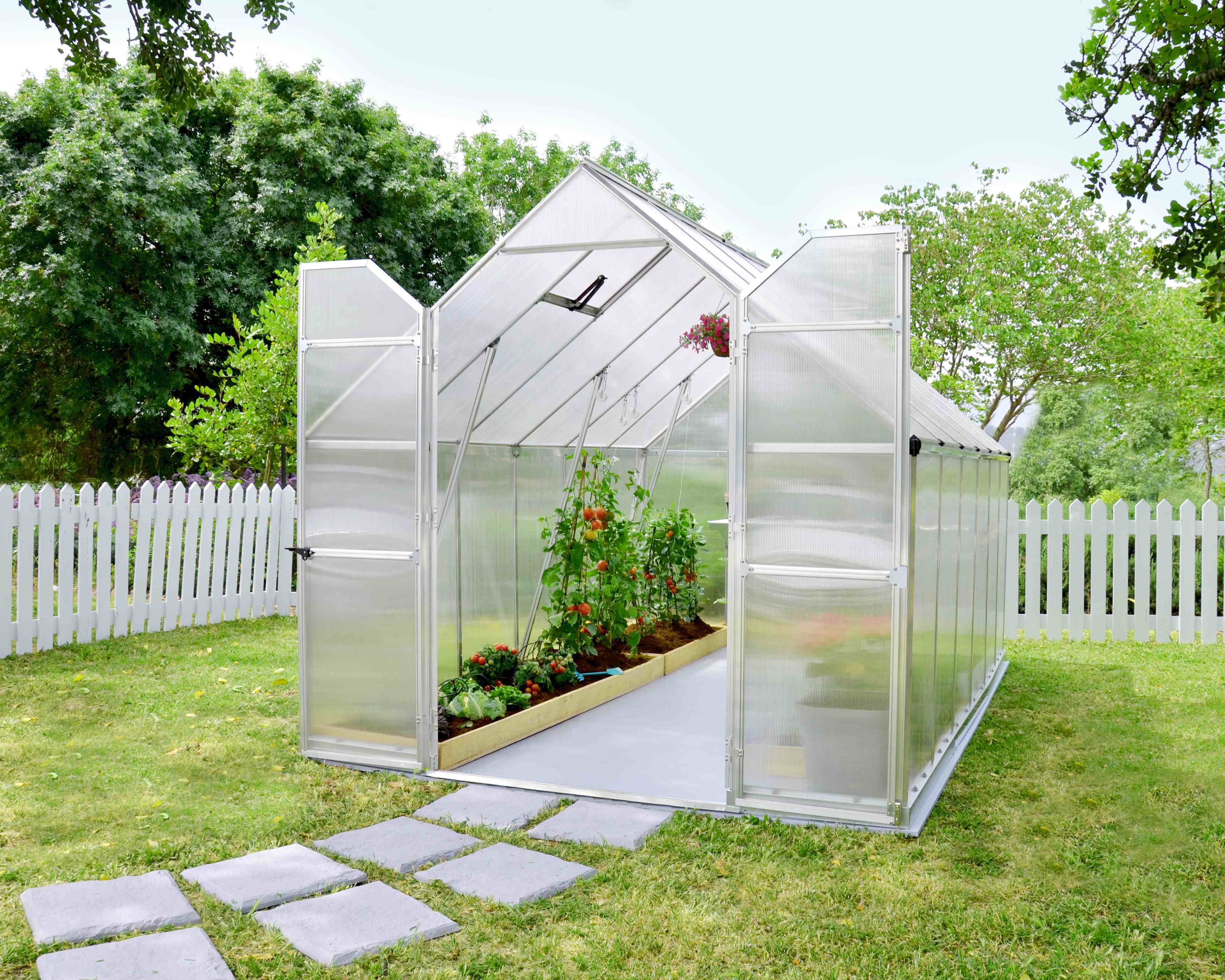 Essence Aluminium Frame 8ft x 12ft Silver Polycarbonate Greenhouse - Canopia by Palram