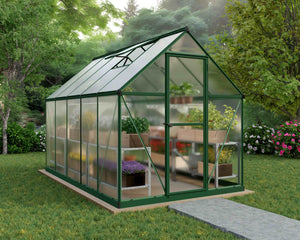 Mythos Aluminium Frame 6ft x 10ft Green Polycarbonate Greenhouse - Canopia by Palram