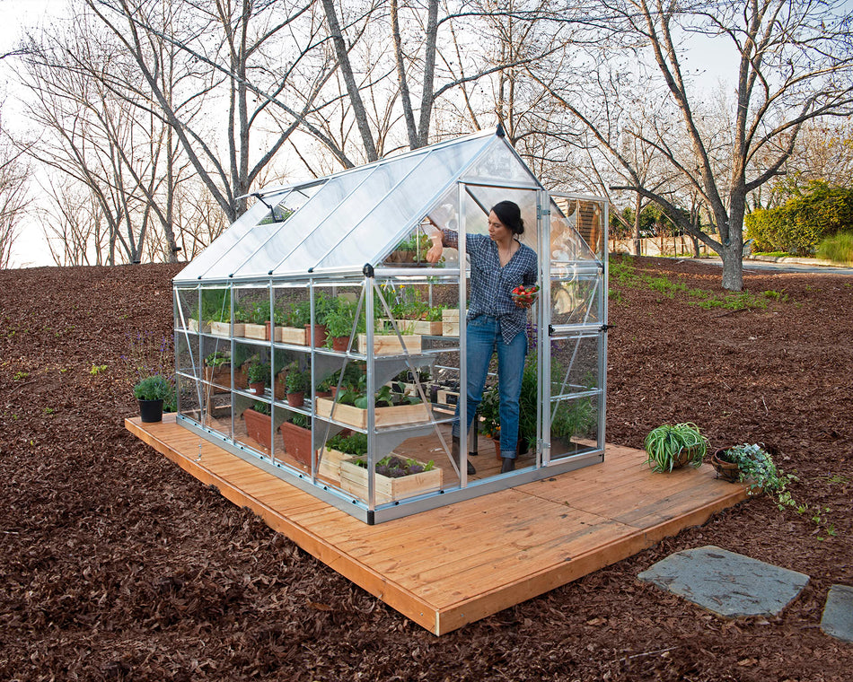 Hybrid Aluminium Frame 6ft x 10ft Silver Polycarbonate Greenhouse - Canopia by Palram