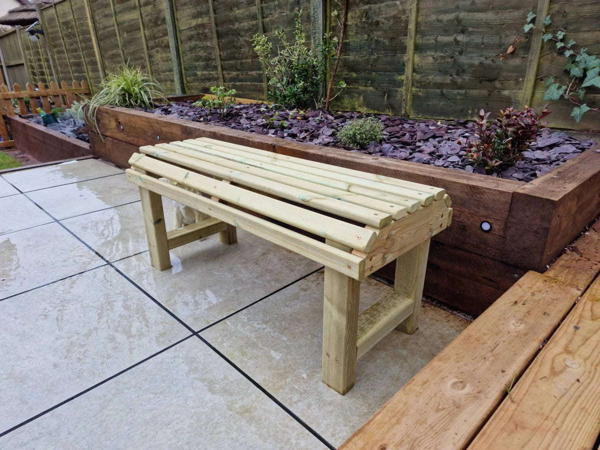 Chunky Wooden Backless Garden Bench - Churnet Valley
