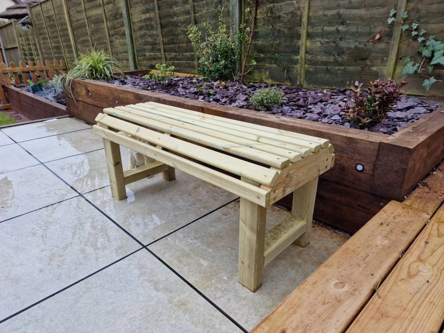Chunky Wooden Backless Garden Bench - Churnet Valley
