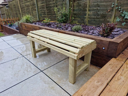 Chunky Wooden Backless Garden Bench - Churnet Valley