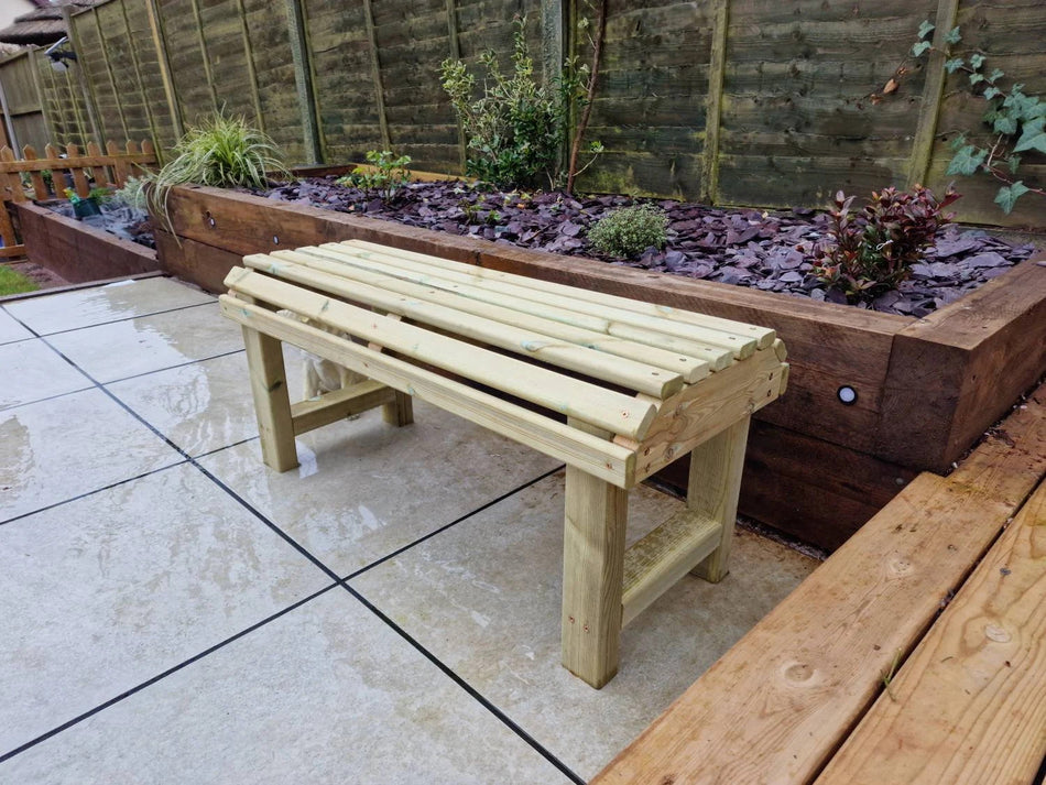 Chunky Wooden Backless Garden Bench - Churnet Valley