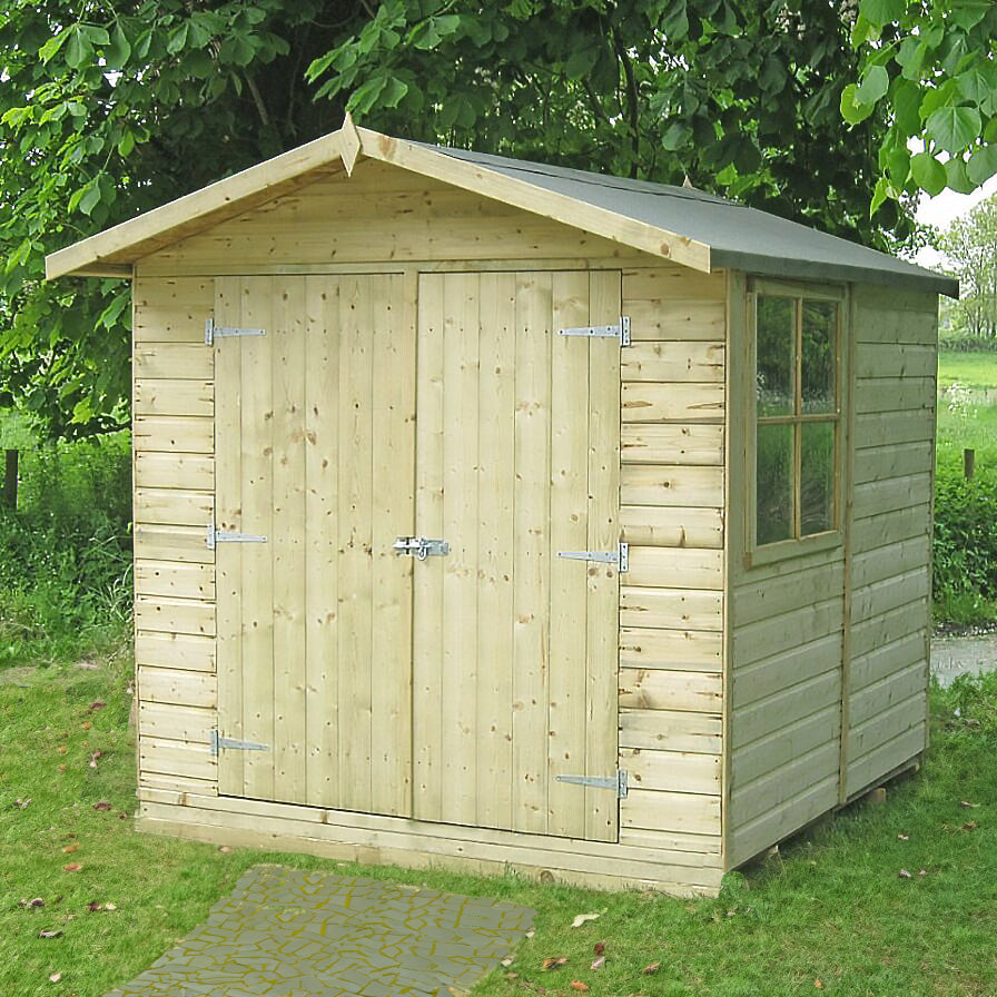 Shire 7x7 Alderney Pressure Treated Shiplap Garden Shed with Double Doors