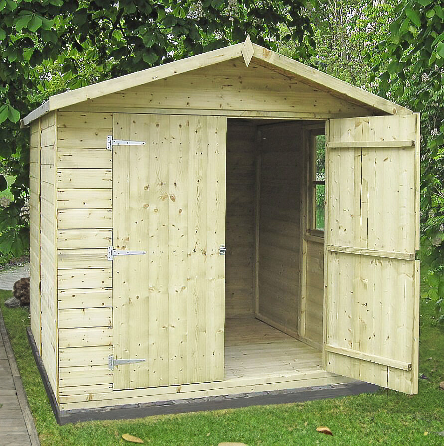 Shire 7x7 Alderney Pressure Treated Shiplap Garden Shed with Double Doors