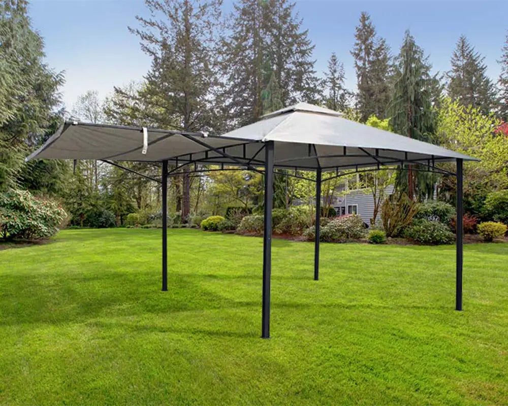 Algarve 3.3m x 3.3m Grey Steel Frame Gazebo & Awning 