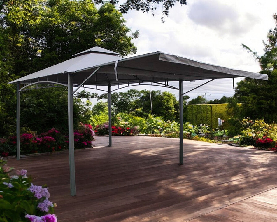 Algarve 3.3m x 3.3m Grey Steel Frame Gazebo Pergola & Awning
