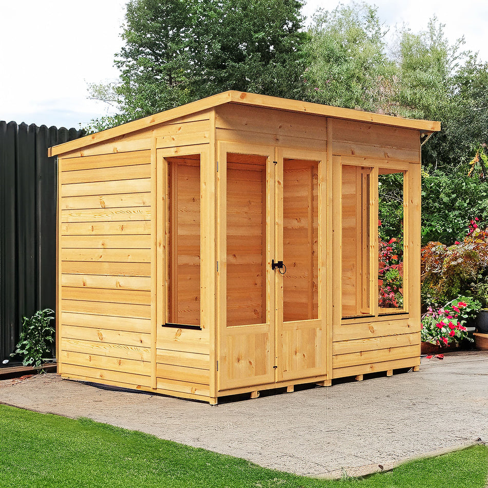 Alora 8x6 Wooden Overlap Pent Summerhouse with Double Doors