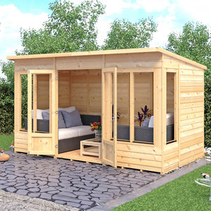 Alora 12x6 Wooden Overlap Pent Summerhouse with Double Doors