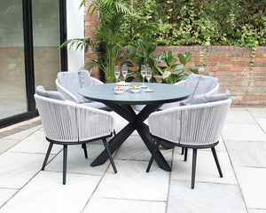 Aspen 4 Seater Aluminium Garden Dining Set with 120cm Round Ceramic Table