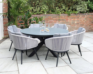 Aspen 6 Seater Aluminium Garden Dining Set with 150cm Round Ceramic Table