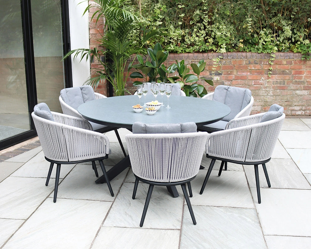 Aspen 6 Seater Aluminium Garden Dining Set with 150cm Round Ceramic Table