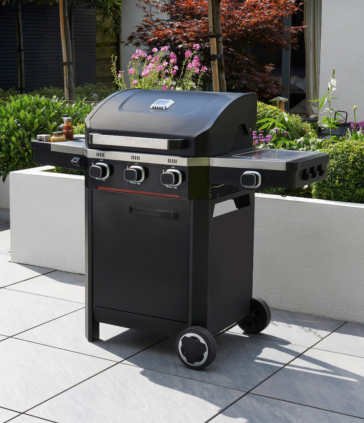 Norfolk Grills Atlas 300 Gas BBQ -  3 Burners with Side Burner & Cabinet