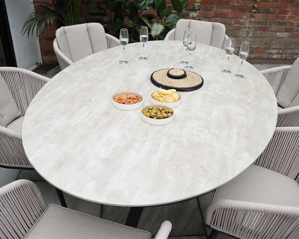 Bali 6 Seater Aluminium Garden Dining Set with 200cm Oval Ceramic Table