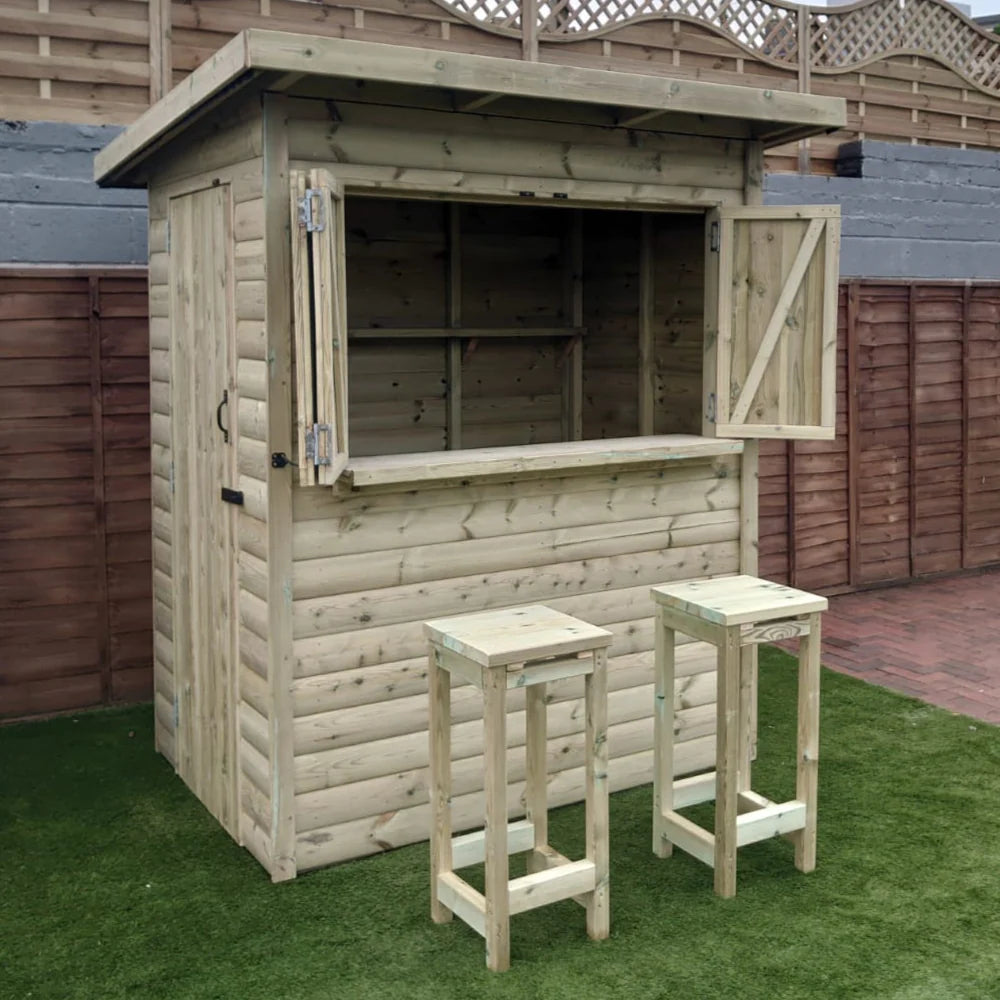 Castleton 6ft x 4ft Wooden Garden Bar - Wooden Stools Optional