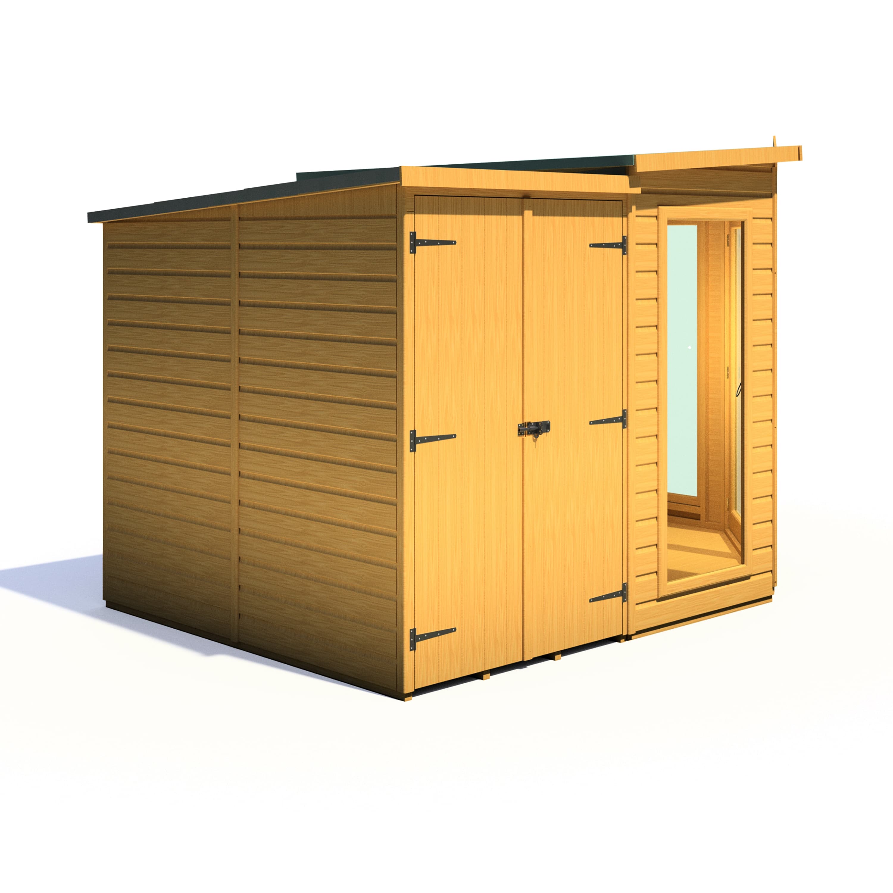 Barclay 7x11 Corner Summerhouse with Side Shed and Double Doors