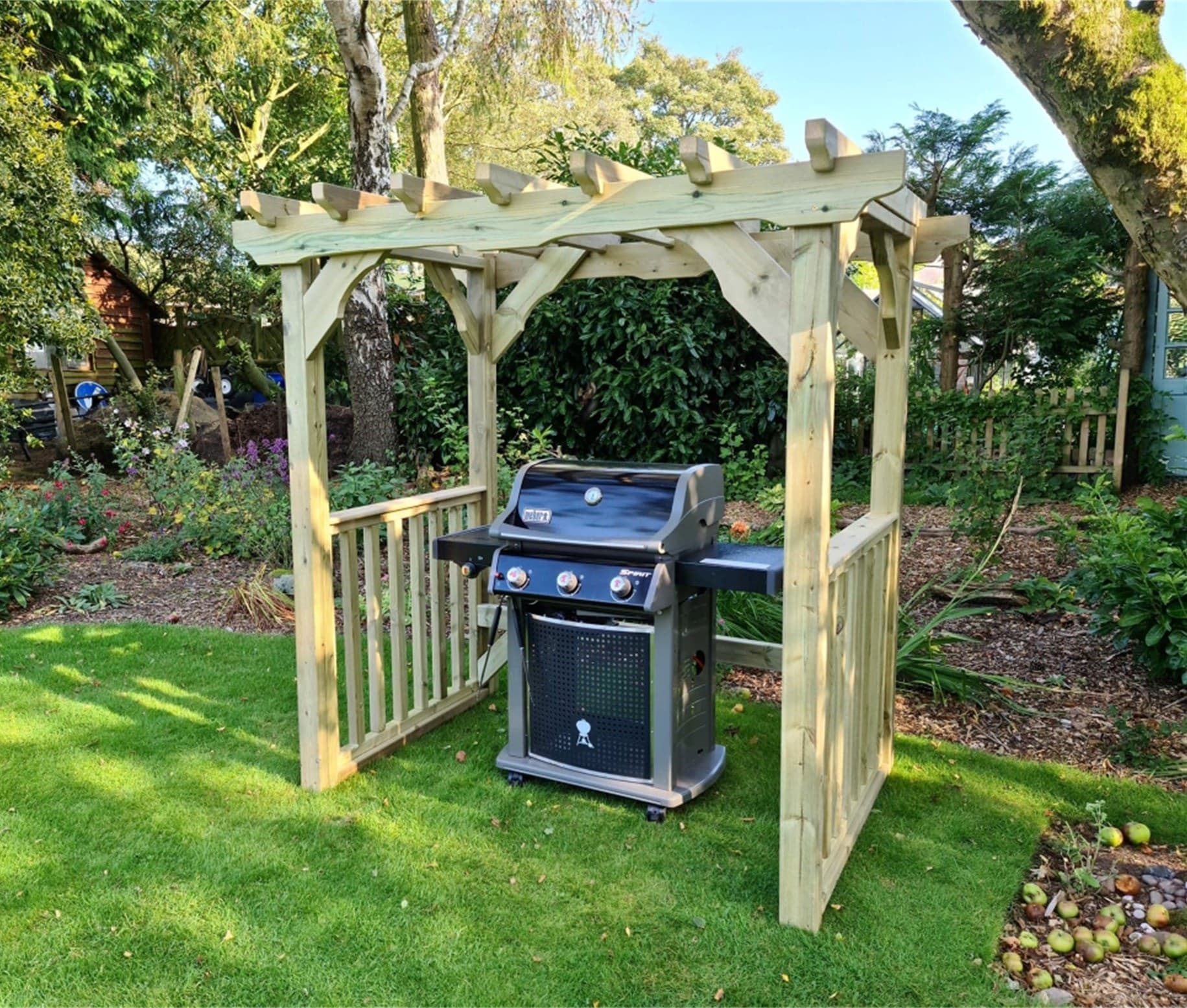 Lilly Chunky Wooden BBQ Shelter & Garden Pergola - Churnet Valley