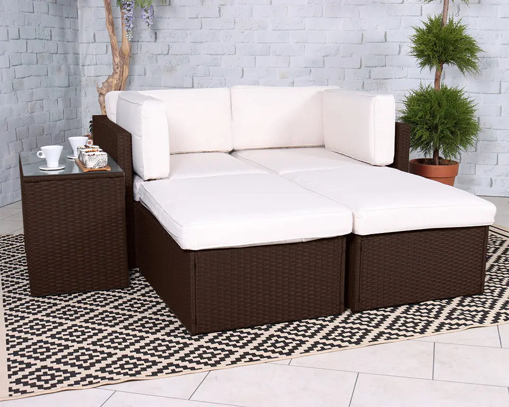 Berlin Brown Rattan 4 Seater Garden Lounge Relaxer Set