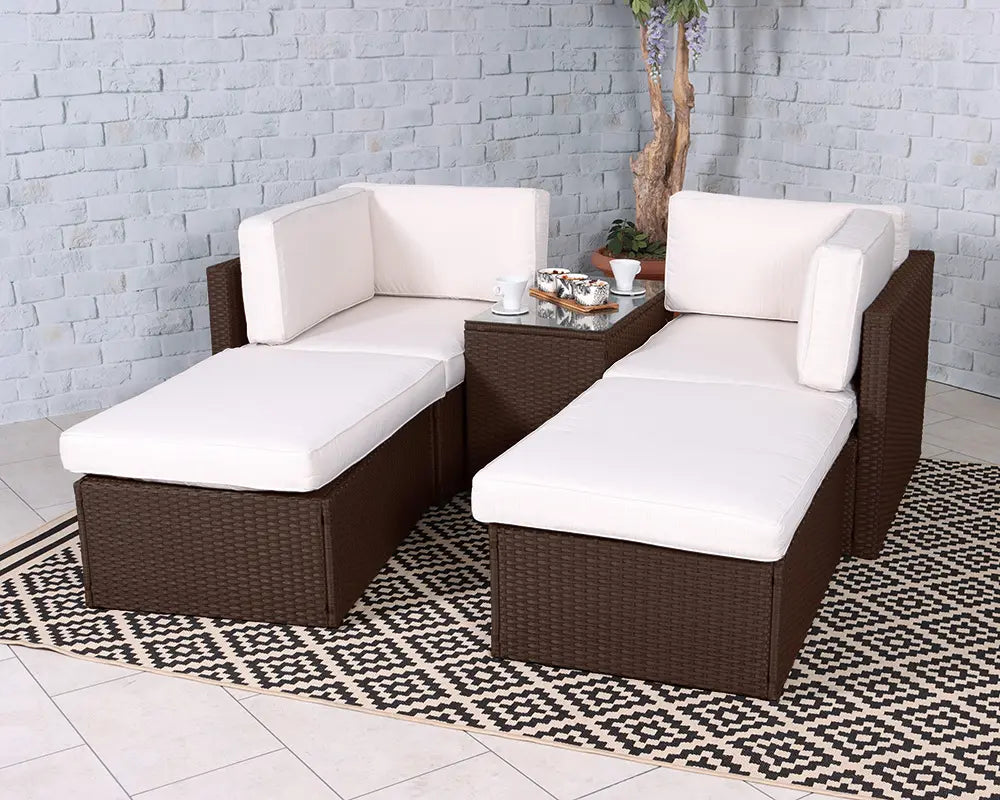 Berlin Brown Rattan 4 Seater Garden Lounge Relaxer Set