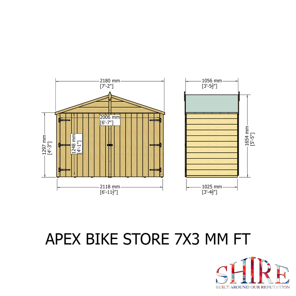 Shire Apex Shiplap Wooden Bike Store with Floor