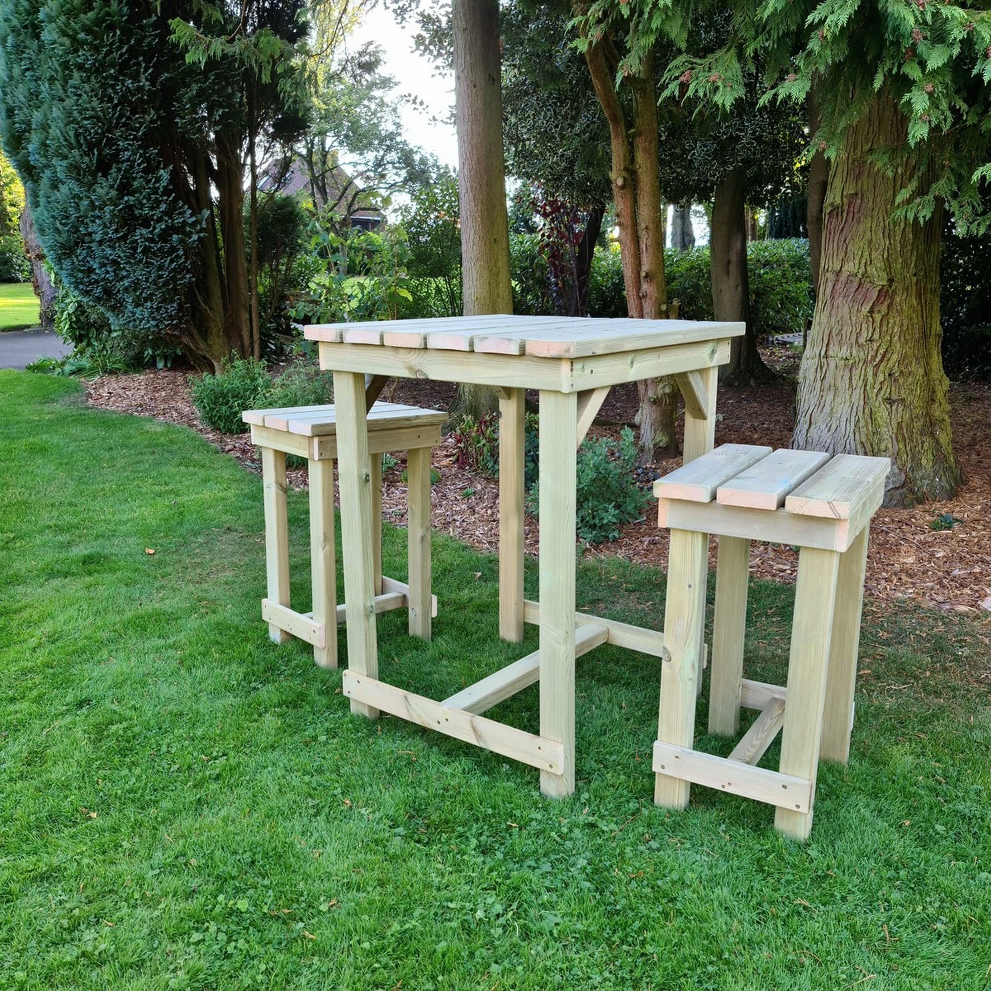 Butchers Chunky Wooden Bar Style Dining Set - Churnet Valley